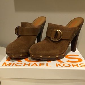 Michael Kors Brown Suede Clogs